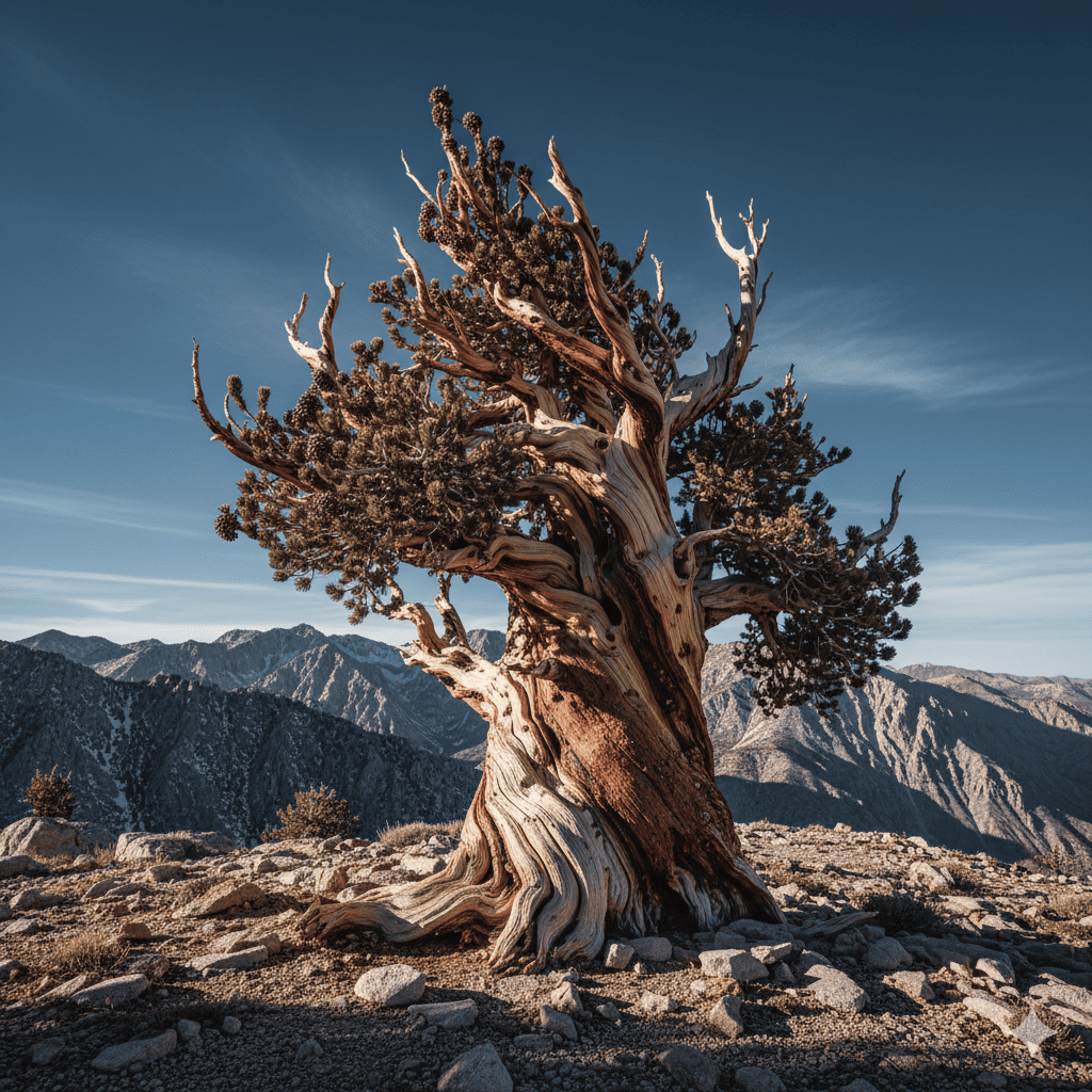ブリストルコーンパインの画像。北米西部の高山地帯に生えているブリストルコーンパイン。
