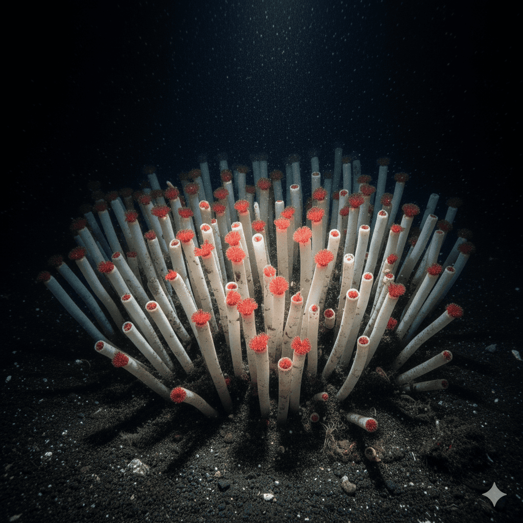 ラメリブラキア・ルイメシの画像。海底の炭化水素が湧き出す冷水湧出域に生息しているラメリブラキア・ルイメシ